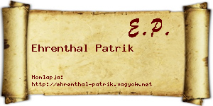 Ehrenthal Patrik névjegykártya